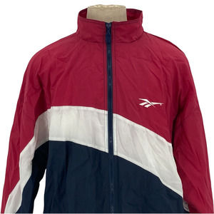 VTG NWT Deadstock Reebok Track Windbreaker Red White Blue Jacket Size Large 90s